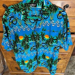 Vulcan Blue Tropical Palm Men's Shirt